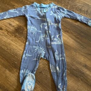 Burt's Bees Blue Footies Pajamas with Whimsical Print